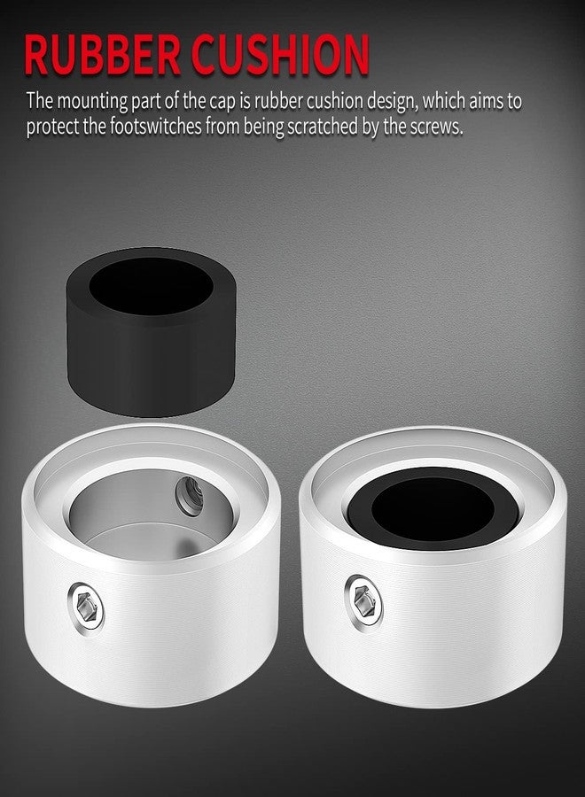 DaierTek Footswitch Topper Metal Foot Switch Topper with 2 Set Screws Rubber Insert Pedal Buttons Cap Silver for Guitar Effect Pedal Stomp Foot Switch -8Pcs - Image 5